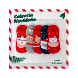 CALCETIN NAVIDEÑO NIÑO 1-4 AÑOS PAQ 12 PARES MIN-TIN