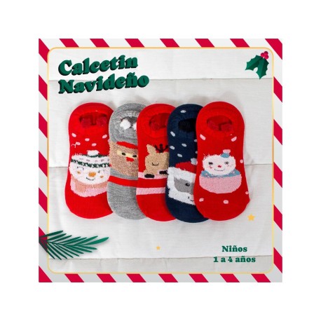 CALCETIN NAVIDEÑO NIÑO 1-4 AÑOS PAQ 12 PARES MIN-TIN