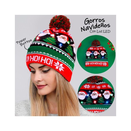 GORRO NAVIDEÑO CON LUZ PINOS HUA TANG