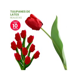 FLOR ARTIFICIAL TULIPAN PAQUETE 10 PIEZAS SHIRLEY