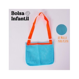 BOLSA INFANTIL DE MALLA AZUL CON NARANJA SHIRLEY