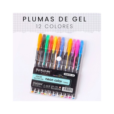 PLUMAS DE GEL 12 COLORES SHIRLEY