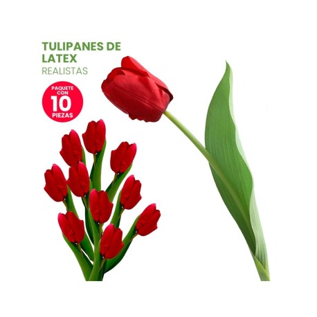 FLOR ARTIFICIAL TULIPAN PAQUETE 10 PIEZAS SHIRLEY
