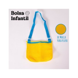 BOLSA INFANTIL DE MALLA AMARILLO CON AZUL SHIRLEY