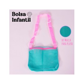 BOLSA INFANTIL DE MALLA ROSA CON AQUA SHIRLEY