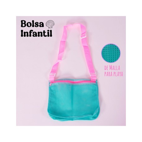 BOLSA INFANTIL DE MALLA ROSA CON AQUA SHIRLEY