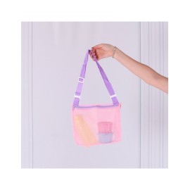 BOLSA INFANTIL DE MALLA ROSA CON MORADO SHIRLEY