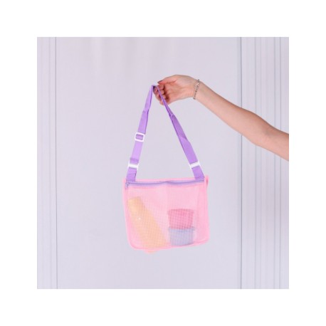 BOLSA INFANTIL DE MALLA ROSA CON MORADO SHIRLEY