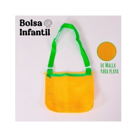 BOLSA INFANTIL DE MALLA AMARILLO CON VERDE SHIRLEY