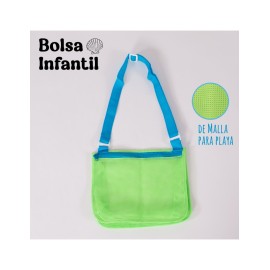 BOLSA INFANTIL DE MALLA VERDE CON AZUL SHIRLEY