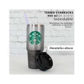 TERMO STARBUCKS GLITTER NEGRO HUA TANG