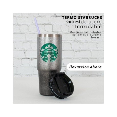 TERMO STARBUCKS GLITTER NEGRO HUA TANG